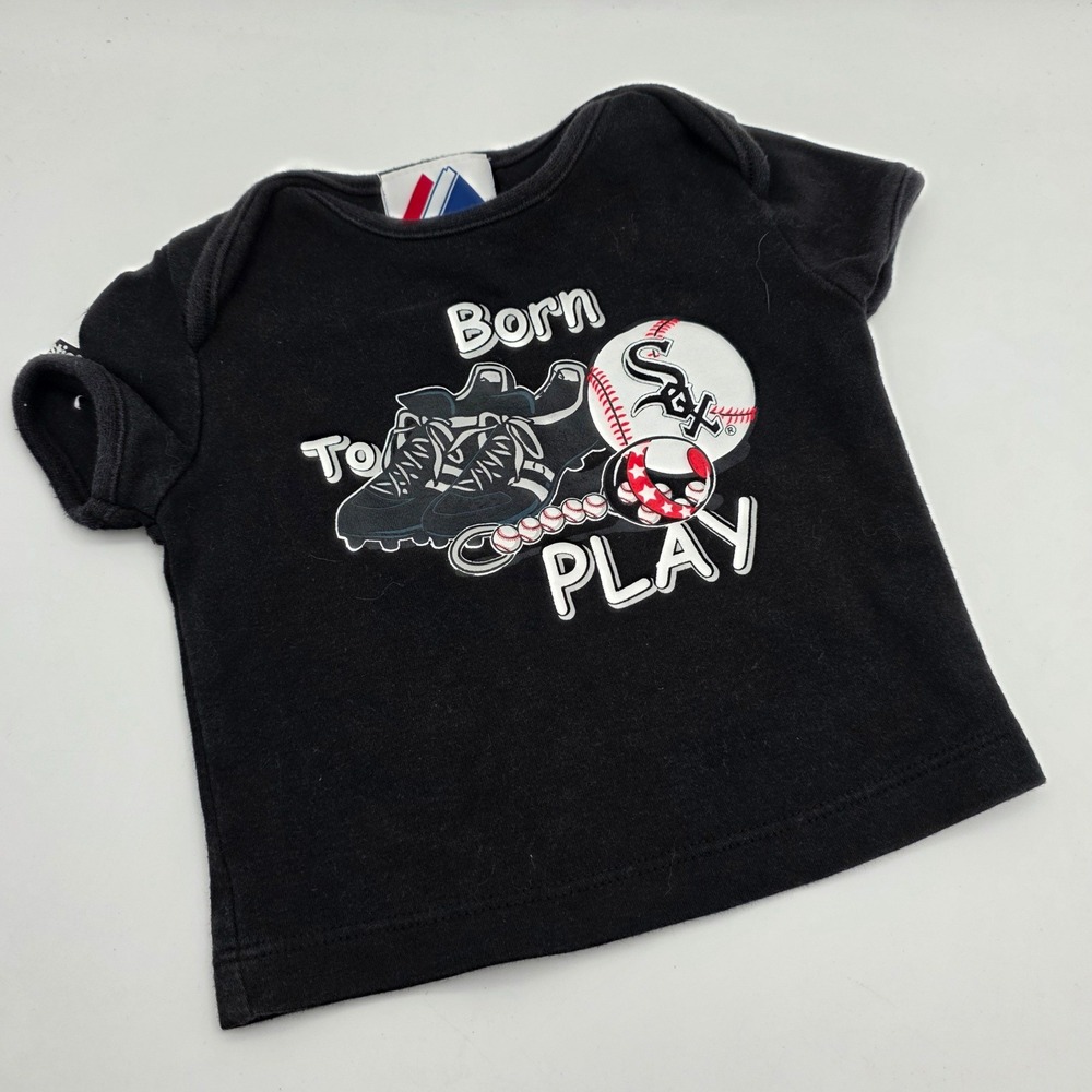 Majestic Chicago White Sox Baby T-Shirt Born To Play Black 3/6 Months‎ MLB